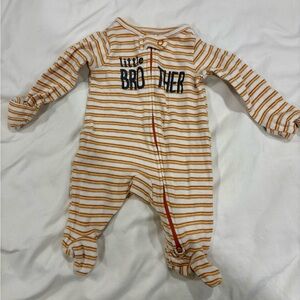 Carter's Orange and White Striped Little Brother Footie